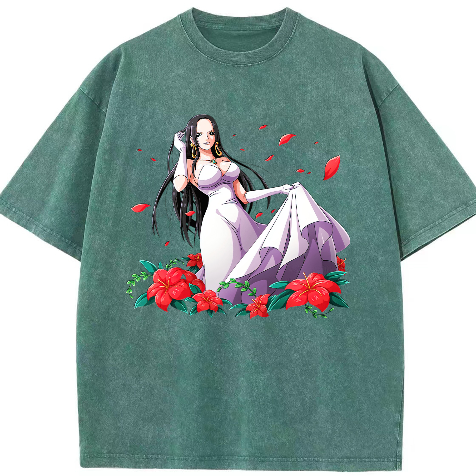 ワンピース ボア・ハンコック ONE PIECE Boa·Hancock 綿100% ヴィンテージ風 半袖Tシャツ（フロントプリント）